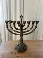 Authentieke messing chanoekia / menora – vintage uitstraling, Ophalen of Verzenden, Koper of Brons