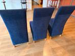 Set van 6 blauwe eetkamerstoelen, Huis en Inrichting, Stoelen, Ophalen, Gebruikt, Blauw, Vijf, Zes of meer stoelen