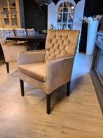 VOORRAAD 6 Landelijke Eetkamerstoelen Bianca Velvet Taupe (2, Landelijke eetkamerstoelen capiton knoopjes stof fusion beige, Nieuw