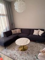 Luxe Montel hoekbank, blauwe stof, 6-7 persoons, Huis en Inrichting, Banken | Bankstellen, Ophalen, Hoekbank, Zo goed als nieuw