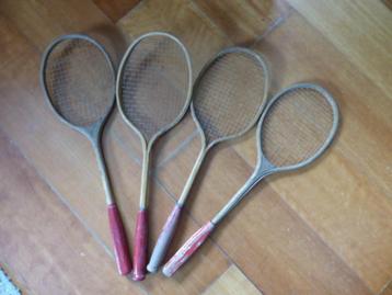 originele houten tennisrackets badmintonracket jaren 50 /60  beschikbaar voor biedingen