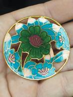 een zeer mooie vintage emaille broche, Ophalen of Verzenden, Zo goed als nieuw, Zilver, Overige materialen