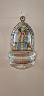 Wijwaterbakje Metaal/Glas - Maria met Kind, Antiek en Kunst, Ophalen of Verzenden