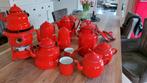 Rode Emaille Brocante Potten en Pannen Set - 20-delig, Ophalen