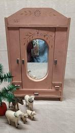 Antiek Poppenkastje Oud Roze met Spiegel, Ophalen of Verzenden