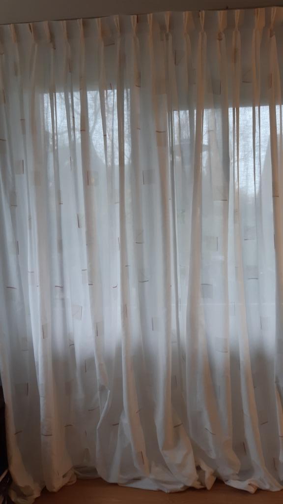 Gordijn, Huis en Inrichting, Stoffering | Gordijnen en Lamellen, Zo goed als nieuw, 200 cm of meer, 150 tot 200 cm, Wit, Beige