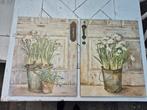 2 schilderijen hardboard bloemen, Ophalen