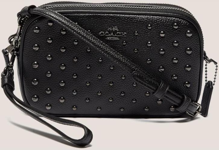 Coach leren schoudertas crossbody tas clutch met studs zwart, Sieraden, Tassen en Uiterlijk, Tassen | Schoudertassen, Nieuw, Zwart