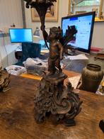 Stel antieke bronzen putty kandelaren, Antiek en Kunst, Ophalen, Koper of Brons