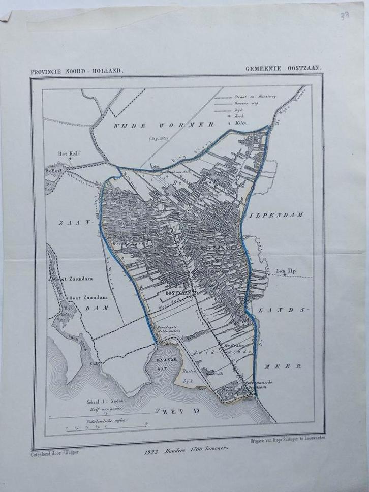 33 / Oostzaan De Ilp Het IJ Zaandam Litho uit 1865 J. Kuyper, Antiek en Kunst, Kunst | Litho's en Zeefdrukken, Ophalen of Verzenden