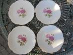 4 x Gebaksbordje Kaiser Moosrose met roze roosjes + meer, Ophalen of Verzenden