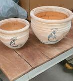 2 dlg pottenset, terra cotta,  met afbeelding, uniek, Rond, Zo goed als nieuw, Tuin, Ophalen
