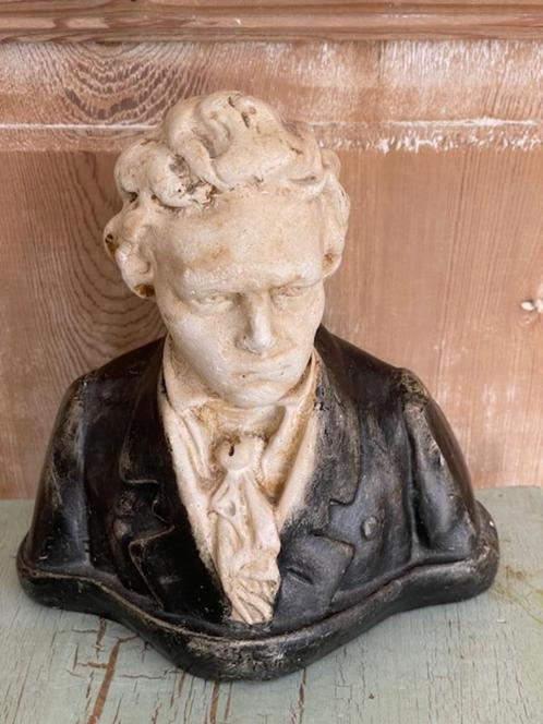 Vintage buste / beeld van Beethoven gips. Handgeverfd., Antiek en Kunst, Kunst | Beelden en Houtsnijwerken, Ophalen