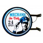 Mechanic on duty reclame decoratie lamp dubbelzijdig, Reclamebord, Nieuw, Ophalen of Verzenden, Info@americansaleshop.nl
