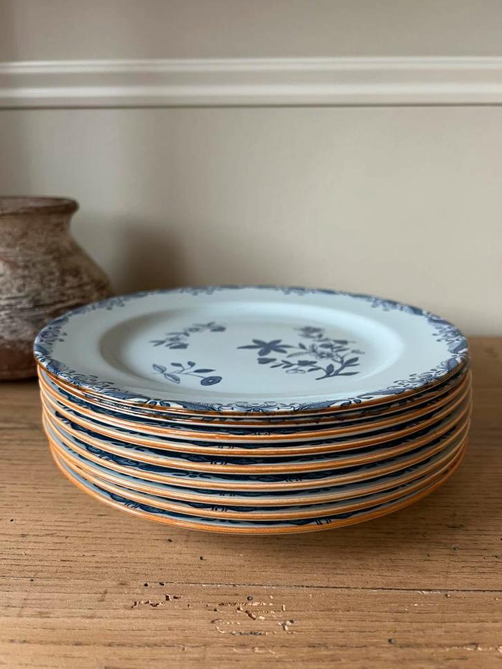 9 ontbijt borden Ostindia van Rörstrand, 21 cm, aardewerk, Antiek en Kunst, Antiek | Servies compleet, Ophalen of Verzenden