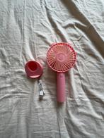 Roze mini USB ventilator, oplaadbaar & stil met standaard, Ophalen of Verzenden, Ventilator met afstandsbediening, Nieuw, Tafelventilator