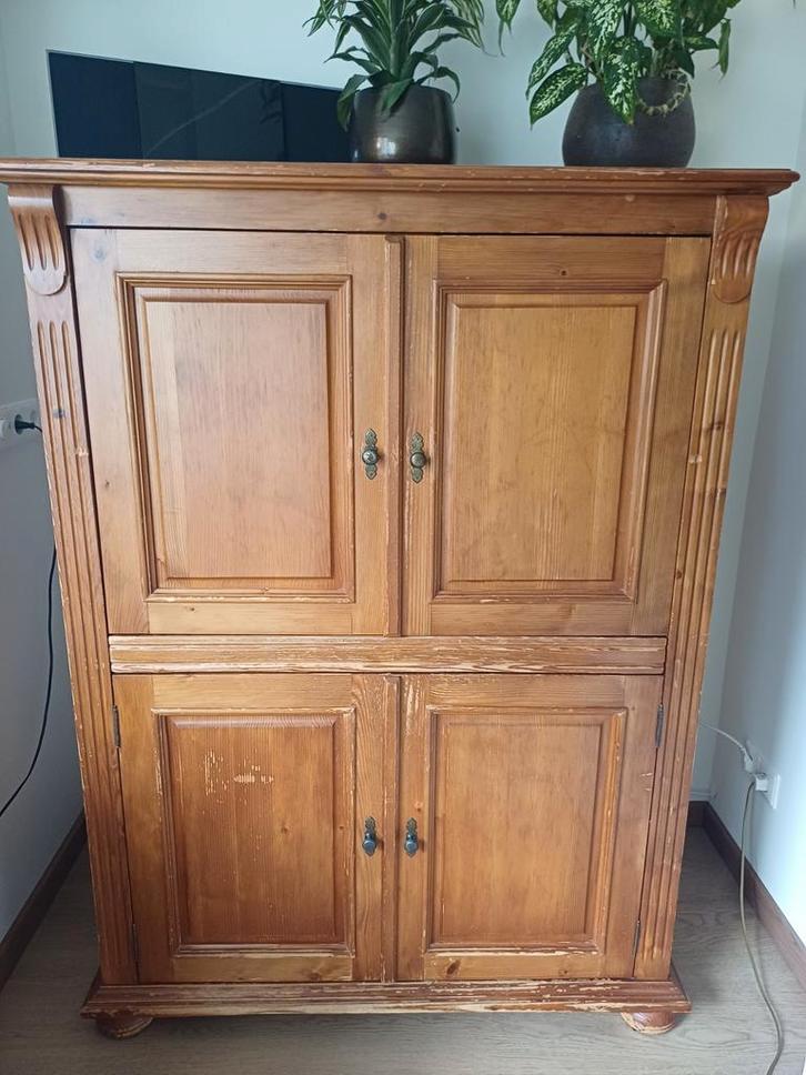 Grenen Computer Kast met Deuren, Huis en Inrichting, Kasten | Dressoirs, Gebruikt, 100 tot 150 cm, 50 tot 75 cm, Met lade(s), Met deur(en)