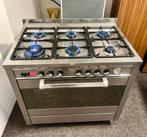 Pelgrim RVS Gasfornuis 6 pits + elektrische oven, 4 kookzones, Grill, 85 tot 90 cm, Ophalen of Verzenden