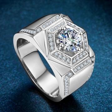 Zilveren ring met Moissanite Diamant 1 karaat D kleur beschikbaar voor biedingen