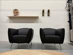 2 als nieuw Gelderland 6250 Fauteuil zwart leer design stoel