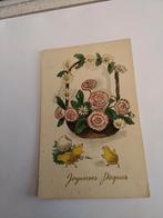 JOYEUSES PAQUES. KUIKENS BIJ MAND BLOEMEN, Verzamelen, Ansichtkaarten | Themakaarten, Ophalen of Verzenden, Voor 1920