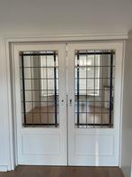 Antieke ensuite deuren met glas in lood, Doe-het-zelf en Verbouw, Deuren en Horren, Ophalen, 80 tot 100 cm, Binnendeur, 200 tot 215 cm