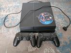 Playstation 4 Slim met twee controllers + stroomkabel + game, Ophalen of Verzenden, Zo goed als nieuw, Met 2 controllers, Slim