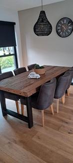 Stoere  eetkamer tafel van houten bielzen gemaakt, Huis en Inrichting, Tafels | Eettafels, Ophalen, 200 cm of meer, 50 tot 100 cm