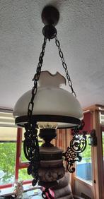 Antieke (Petroleum) hanglamp – Keramieken & opaalglas, Antiek en Kunst, Ophalen