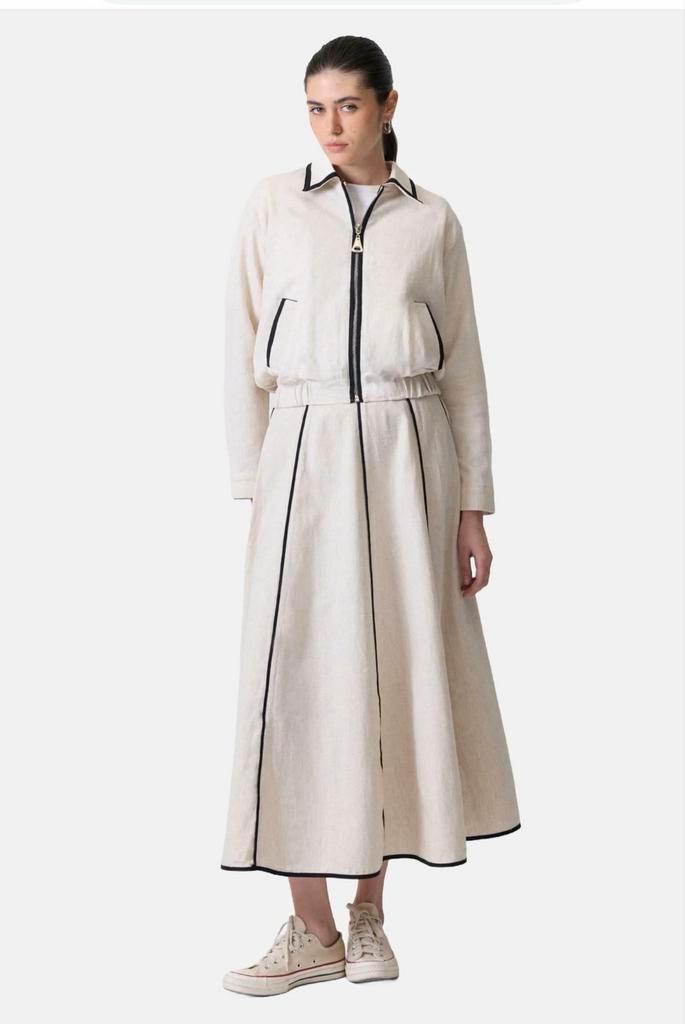 Touché Privé Beige Set - Jas & Rok Maat S, Kleding | Dames, Rokken, Nieuw, Maat 36 (S), Beige, Onder de knie, Ophalen of Verzenden