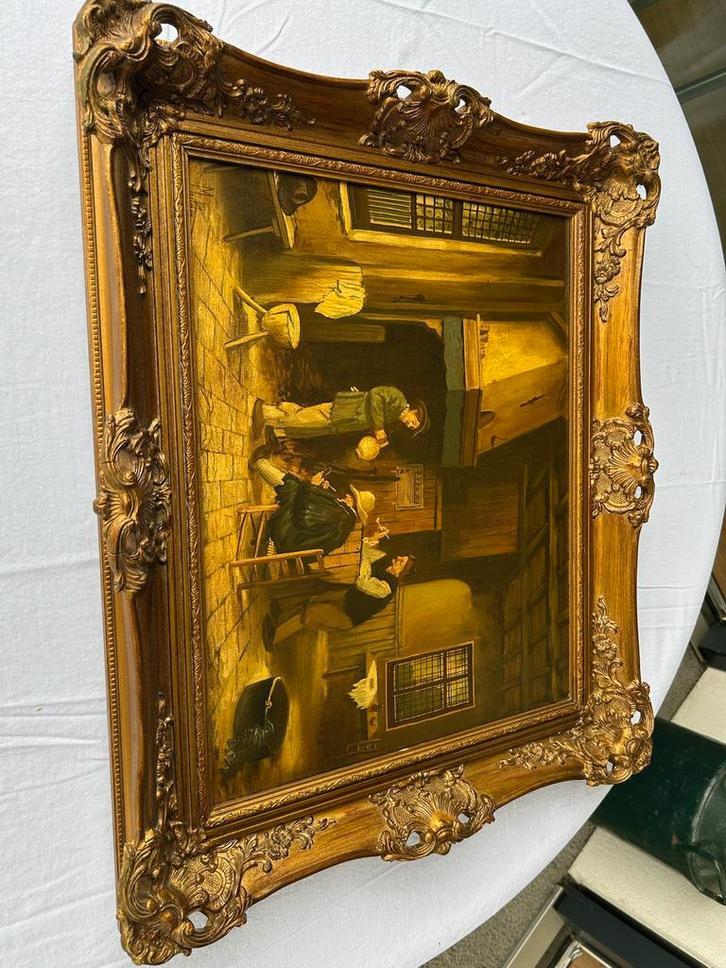 Oud Schilderij met Gouden Lijst, Antiek en Kunst, Kunst | Schilderijen | Klassiek, Ophalen of Verzenden