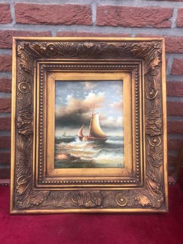 maritiem schilderij; schepen bij de kust beschikbaar voor biedingen