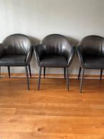 3x lederen eetkamerstoelen merk Label, Huis en Inrichting, Stoelen, Ophalen, Gebruikt, Grijs, Vijf, Zes of meer stoelen
