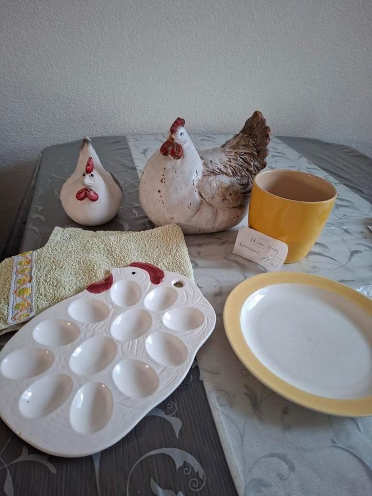 Paasdecoratie Paasartikelen haan,eierbord gele bloempot., Diversen, Pasen, Zo goed als nieuw, Ophalen of Verzenden