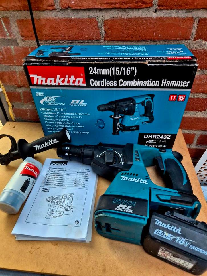 Makita DHR243Z Combihamer + 18V 6.0Ah Accu, Doe-het-zelf en Verbouw, Gereedschap | Boormachines, Zo goed als nieuw, Boor- en/of Breekhamer