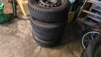 Winterbanden Continental 185/65 R15 op stalen velg, Auto-onderdelen, Ophalen, Gebruikt, 15 inch, Banden en Velgen