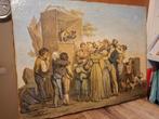 19 eeuws afbeelding- Oleografie- Poppenkast voorstelling-, Antiek en Kunst, Kunst | Schilderijen | Klassiek, Ophalen of Verzenden