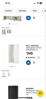 Ikea Pax kledingkast 100x60x236 cm, Ophalen, Met deur(en), Ikea Wit, 200 cm of meer