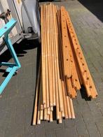 houten stokken 350 cm lang diameter 3,2 cm 24 stuks, Doe-het-zelf en Verbouw, Hout en Planken, Grenen, Gebruikt, 25 tot 50 mm