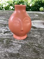 Vintage Vaas Gezicht Aardewerk Terracotta, Ophalen, Overige kleuren, Aardewerk of Porselein, Zo goed als nieuw