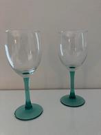 Vintage groen blauwe wijnglazen, Ophalen of Verzenden, Zo goed als nieuw, Overige typen
