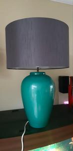 Mooie blauwgroene vintage kostka france tafellamp 57 cm, Antiek en Kunst, Antiek | Lampen, Ophalen of Verzenden