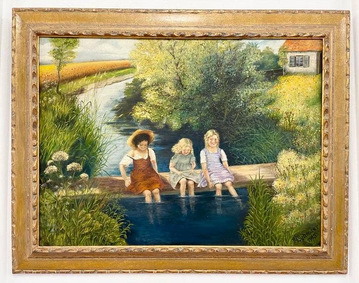 G. SCHRÖDER OLIEVERFSCHILDERIJ + VERVOER. 1915. Landschap, Antiek en Kunst, Kunst | Schilderijen | Klassiek, Ophalen