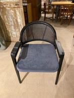 Vintage zwart met blauw/grijze eetkamer stoelen., Vijf, Zes of meer stoelen, Blauw, Ophalen of Verzenden, Stof