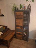 Vitrinekast met (eventueel) salontafel - Hout en glas, Huis en Inrichting, Ophalen, Eikenhout, 50 tot 100 cm, Modern