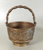 Antieke Chinese messing rijst pot met draak. 1900-1910 China, Antiek en Kunst, Ophalen of Verzenden