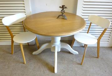 Prachtige witte landelijke ronde eettafel  105 cm beschikbaar voor biedingen
