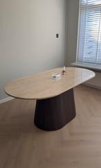 Eettafel en salontafel japandi travertin, Huis en Inrichting, Ophalen, Nieuw, 50 tot 100 cm, Vijf personen of meer
