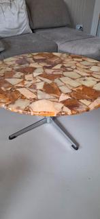 Vintage marmer salontafel uit jaren 60, Huis en Inrichting, Tafels | Salontafels, Ophalen, Gebruikt, 50 tot 100 cm, Rond
