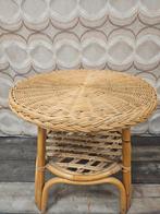 Vintage rotan ronde tafel 56 cm salontafel tuintafel, Ophalen, 50 tot 100 cm, 50 tot 100 cm, Zo goed als nieuw